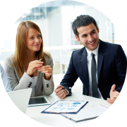 two business partners sitting down